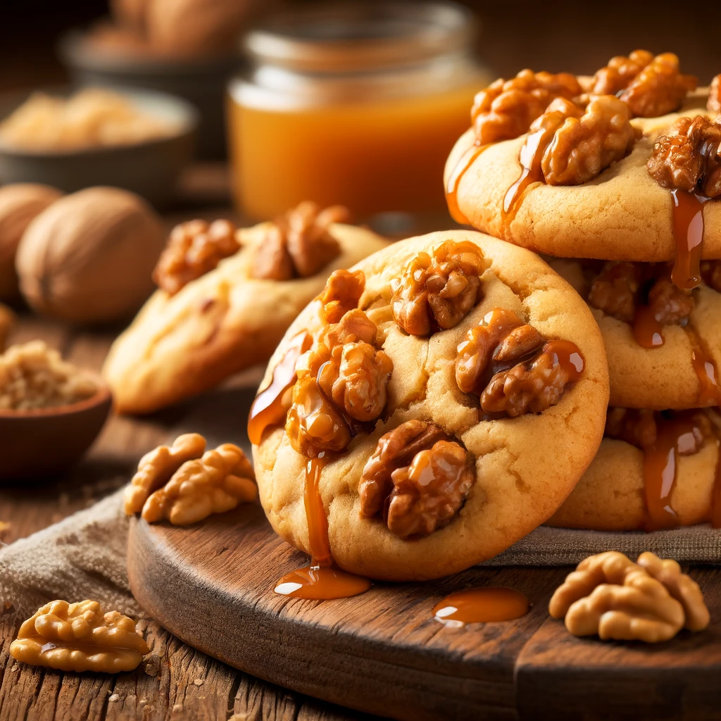 Cookies Moelleux aux Noix et Caramel