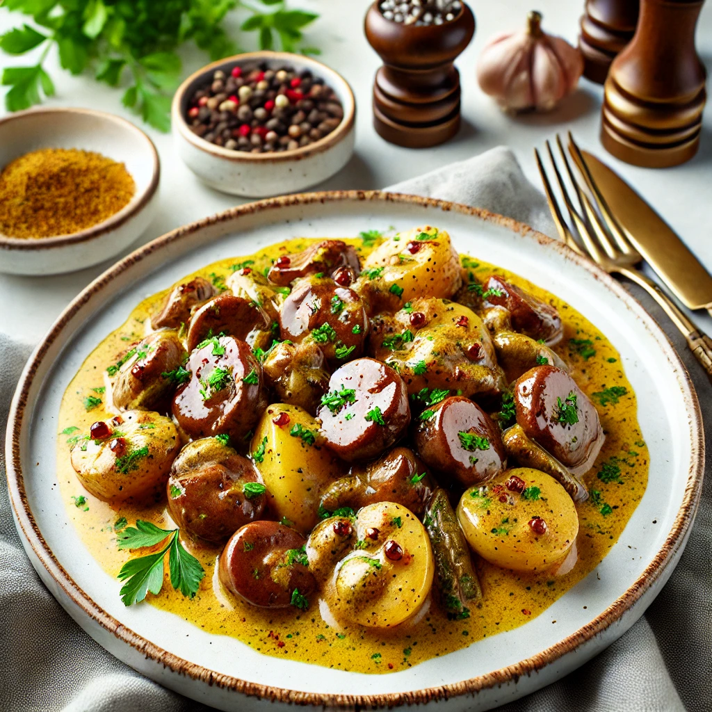 Plat fini de rognons de veau à la moutarde