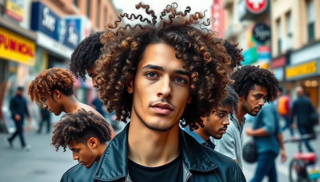 Coiffure homme cheveux bouclés