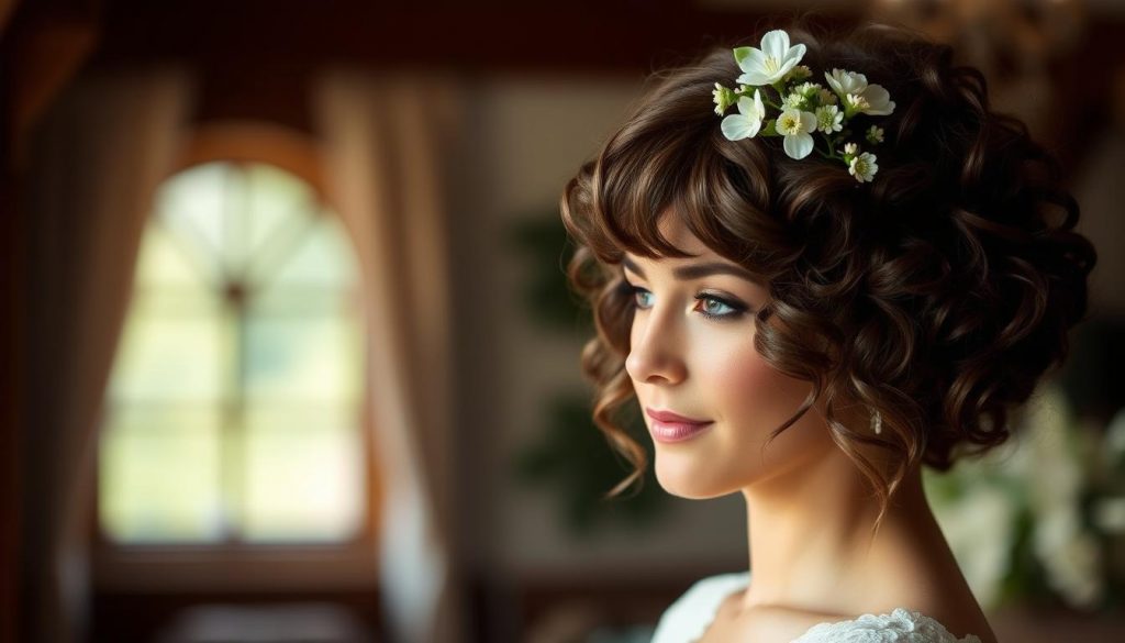 Coiffure mariage cheveux bouclés court