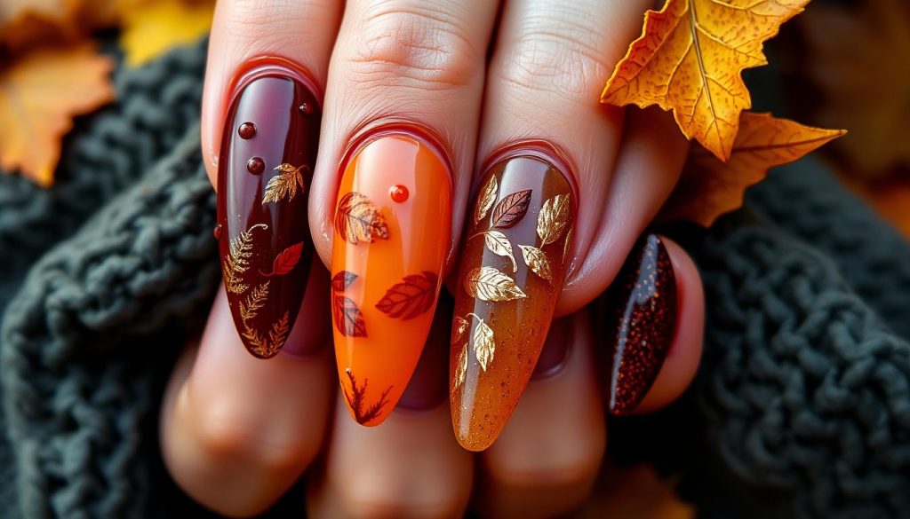 conception d'ongles longs d'automne