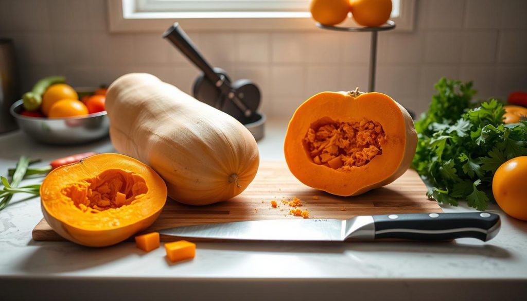 découpe courge butternut