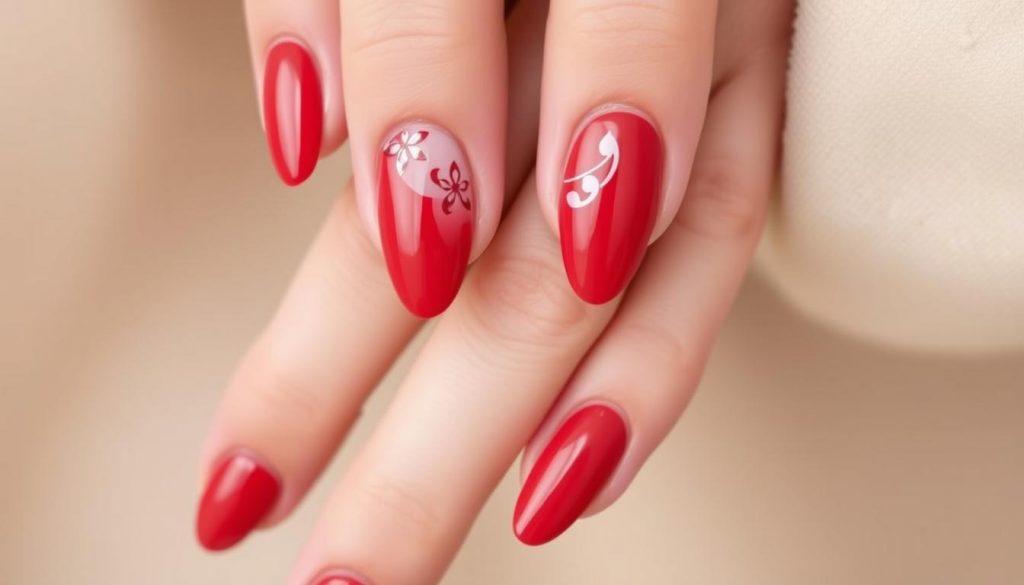 ongles en amande rouge