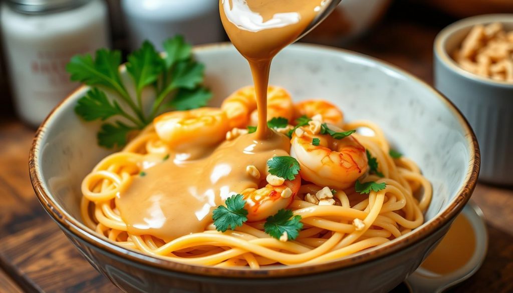 sauce au beurre de cacahuète pour nouilles crevettes lait de coco